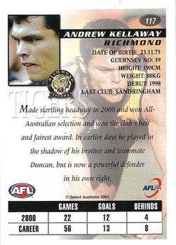 2001 Select AFL Authentic #117 Andrew Kellaway Back